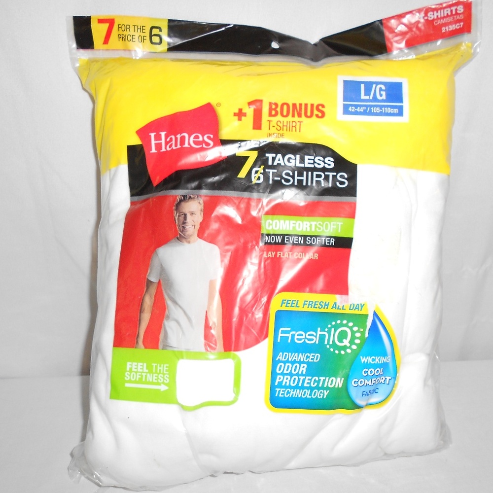 Men's Hanes Tagless Tees Sz Large New in Package